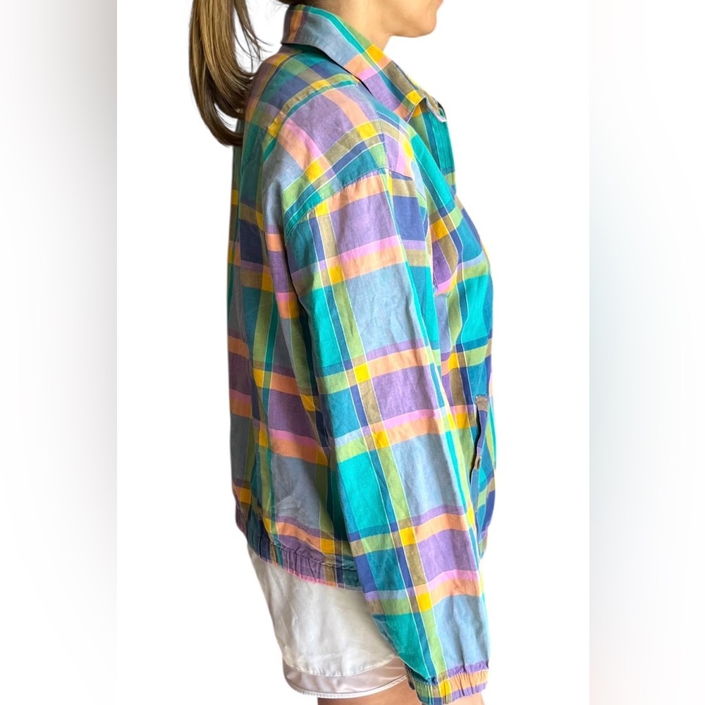 Allen Solly Vintage Madras Plaid Jacket, Petite L - Picture 10 of 12